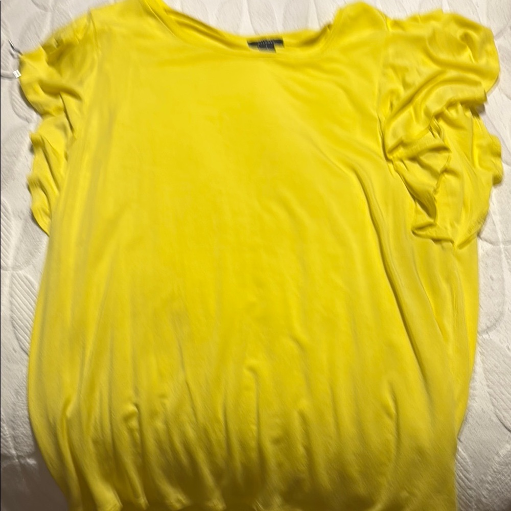 Yellow Ruffled Sleeve Top